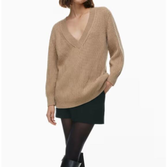 Babaton Roger Long V Neck Merino Wool Sweater L - Picture 1 of 12